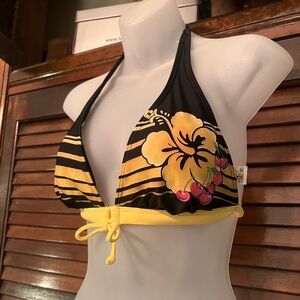 y2k swim top yellow flowers and cherries